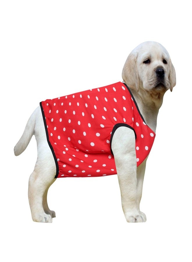 Western Era Funky Soft Cotton Dog T-Shirt | Comfortable & Breathable Dog Clothing | Stylish Sleeveless Vest Pet Outfit (Polka Red) (Large) (22inches) - Image 1